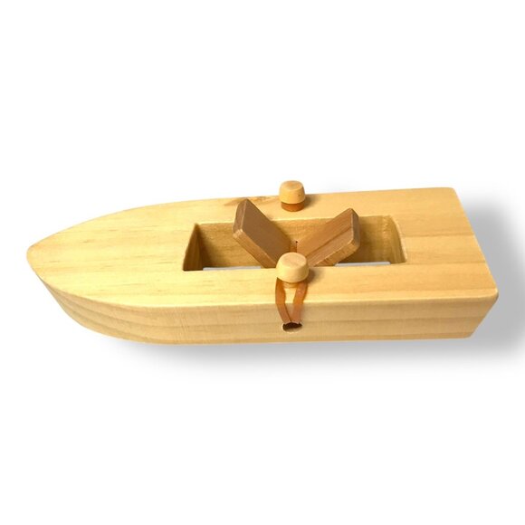 Schylling Rubber Band Paddle Boat Retro Wooden Water Bathtub Pool Toy Lot/3 - Picture 3 of 8